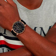  Shop Authentic Tommy Hilfiger Luca Chronograph Black Dial Black Rubber Strap Watch For Men - 1710491 - Luxxuri