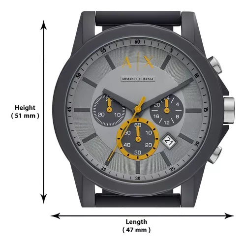  Shop Authentic Armani Exchange Outerbanks Chronograph Grey Dial Grey Silicone Strap Watch For Men - AX7123 - Luxxuri