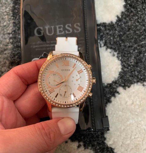  Shop Authentic Guess Solar White Dial White Rubber Strap Watch For Women - W1135L1 - Luxxuri
