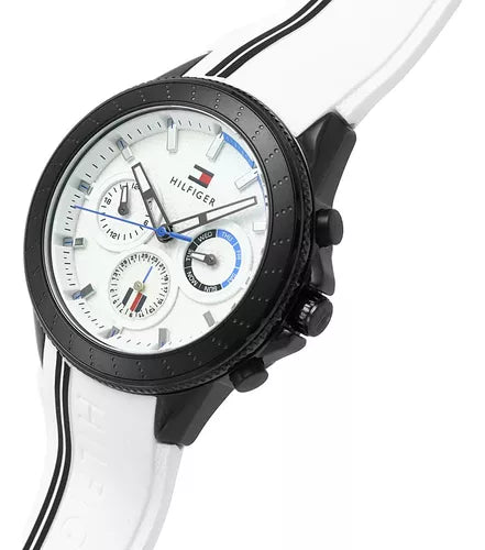  Shop Authentic Tommy Hilfiger Aiden Chronograph White Dial White Rubber Strap Watch For Men - 1791862 - Luxxuri