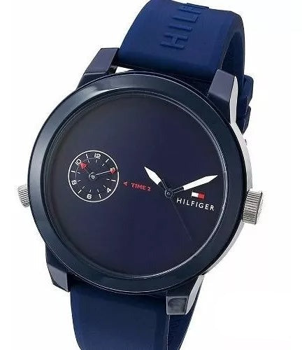  Shop Authentic Tommy Hilfiger Denim Quartz Blue Dial Blue Rubber Strap Watch for Men - 1791325 - Luxxuri
