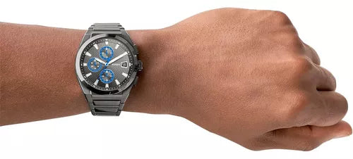  Shop Authentic Fossil Everett Chronograph Grey Dial Grey Steel Strap Watch for Men - FS5830 - Luxxuri
