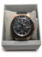  Shop Authentic Guess Force Analog Black Dial Black Leather Strap Watch For Men - W0674G6 - Luxxuri