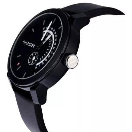  Shop Authentic Tommy Hilfiger Denim Quartz Black Dial Black Leather Strap Watch for Men - 1791479 - Luxxuri