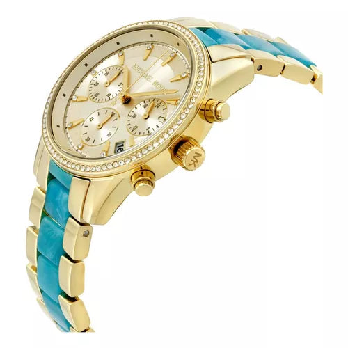  Shop Authentic Michael Kors Ritz Gold Dial Two Tone Steel Strap Watch for Women - MK6328 - Luxxuri