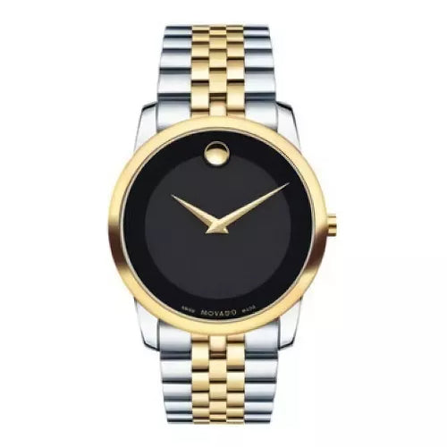  Shop Authentic Movado Museum Classic Black Dial Two Tone Steel Strap Watch For Men - 606899 - Luxxuri