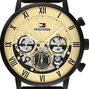  Shop Authentic Tommy Hilfiger Legend Chronograph Gold Dial Black Mesh Bracelet Watch For Men - 1710568 - Luxxuri