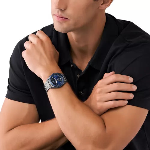  Shop Authentic Michael Kors Accelerator Chronograph Blue Dial Grey Steel Strap Watch For Men - MK9111 - Luxxuri