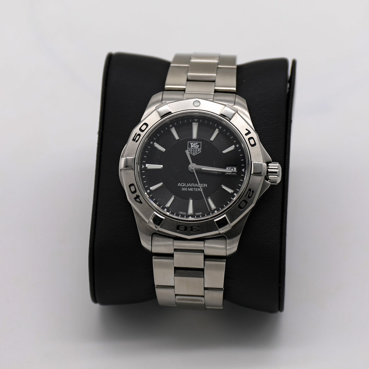  Shop Authentic Tag Heuer Aquaracer Quartz Black Dial Silver Steel Strap Watch for Men - WAY1110.BA0928 - Luxxuri