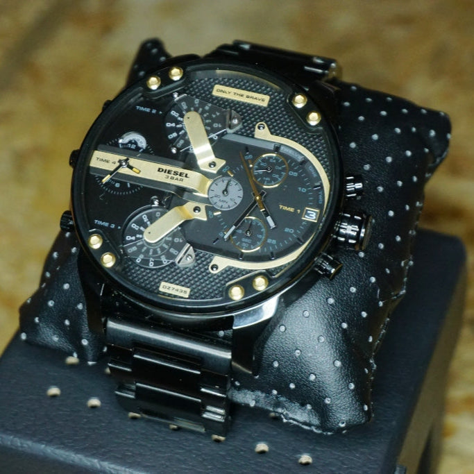  Shop Authentic Diesel Mr. Daddy 2.0 Black Dial Black Steel Strap Watch For Men - DZ7435 - Luxxuri