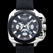  Shop Authentic Diesel BAMF Chronograph Black Dial Black Leather Strap Watch For Men - DZ7345 - Luxxuri
