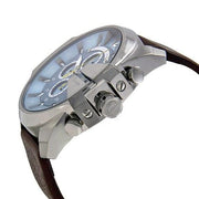  Shop Authentic Diesel Mega Chief Light Blue Dial Brown Leather Strap Watch For Men - DZ4281 - Luxxuri