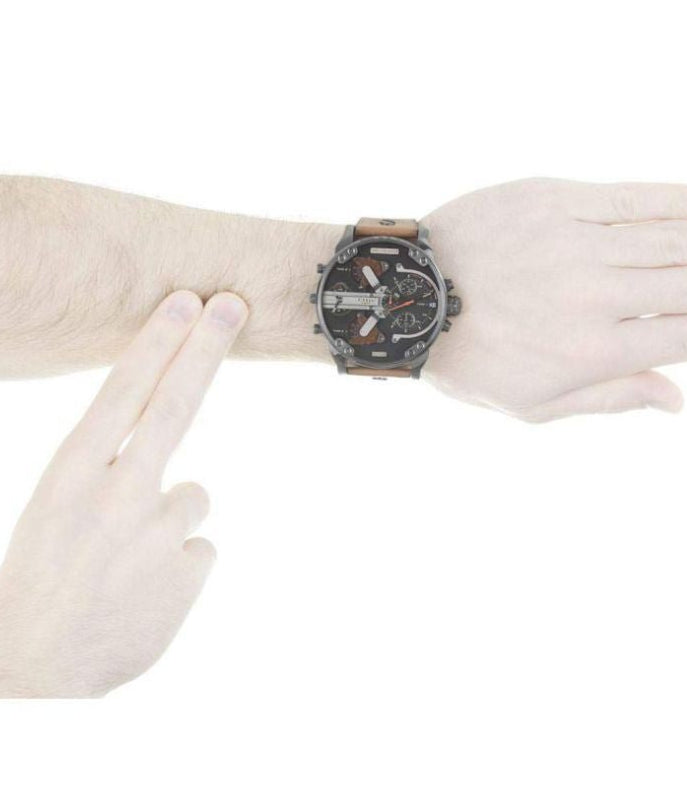  Shop Authentic Diesel Mr Daddy 2.0 Black Dial Brown Leather Strap Watch For Men - DZ7332 - Luxxuri