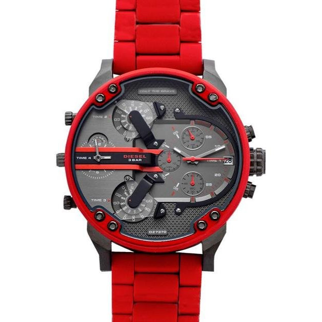  Shop Authentic Diesel Mr Daddy 2.0 Black Dial Red Steel Strap Watch For Men - DZ7370 - Luxxuri