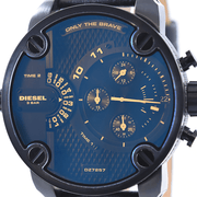  Shop Authentic Diesel Little Daddy Blue Dial Black Leather Strap Watch For Men - DZ7257 - Luxxuri