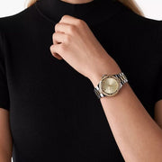  Shop Authentic Michael Kors Lennox Three-Hand Gold Dial Two Tone Steel Strap Watch For Women  - MK6988 - Luxxuri