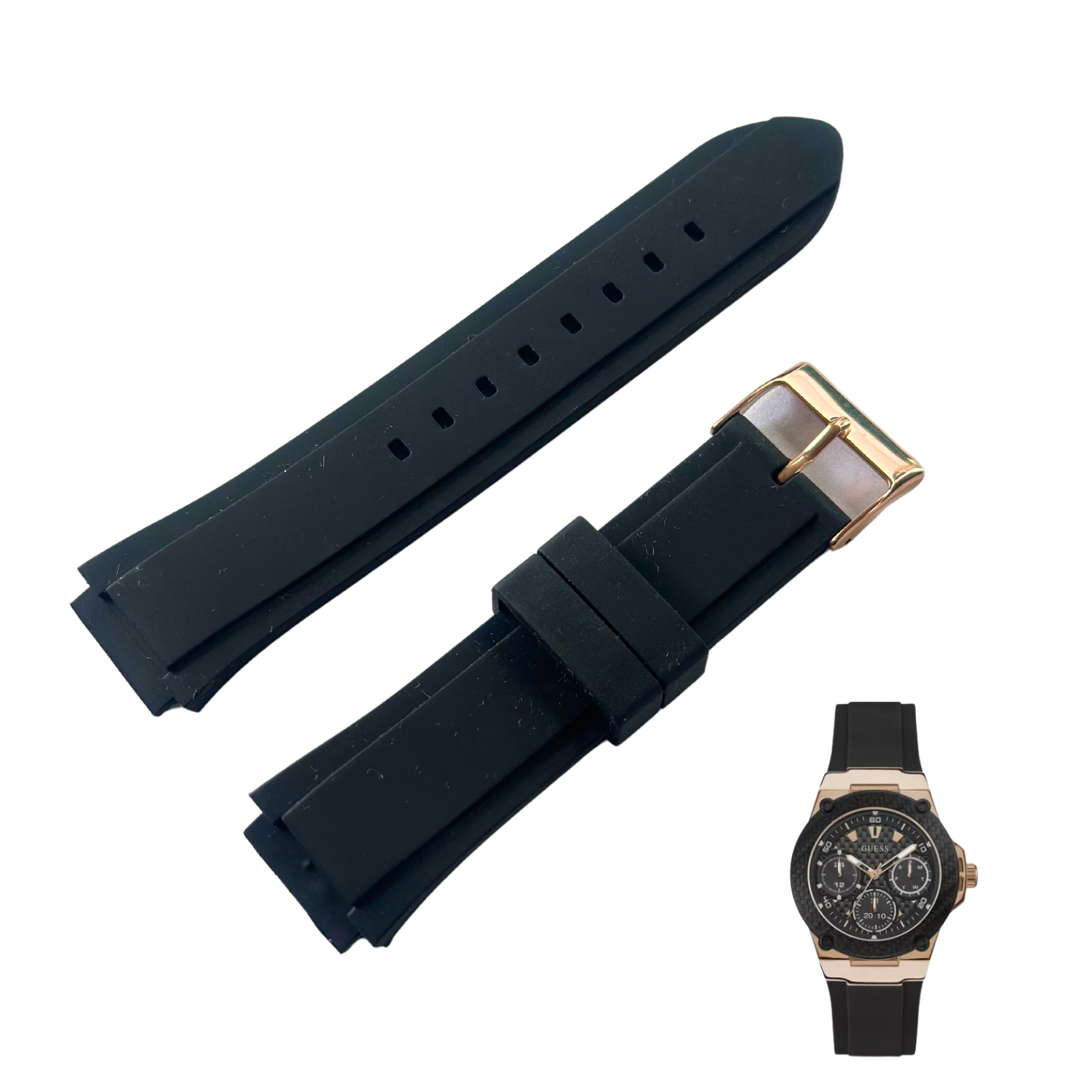  Shop Authentic Guess Zena Chronograph Black Dial Black Rubber Strap Watch For Women - W1094L6 - Luxxuri