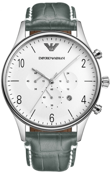  Shop Authentic Emporio Armani Classic Chronograph Silver Dial Grey Leather Strap Watch For Men - AR1861 - Luxxuri