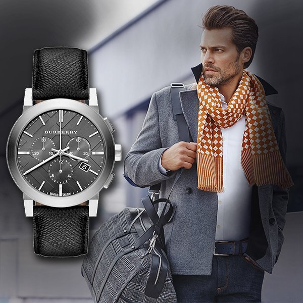  Shop Authentic Burberry The City Grey Dial Black Leather Strap Watch for Men - BU9362 - Luxxuri
