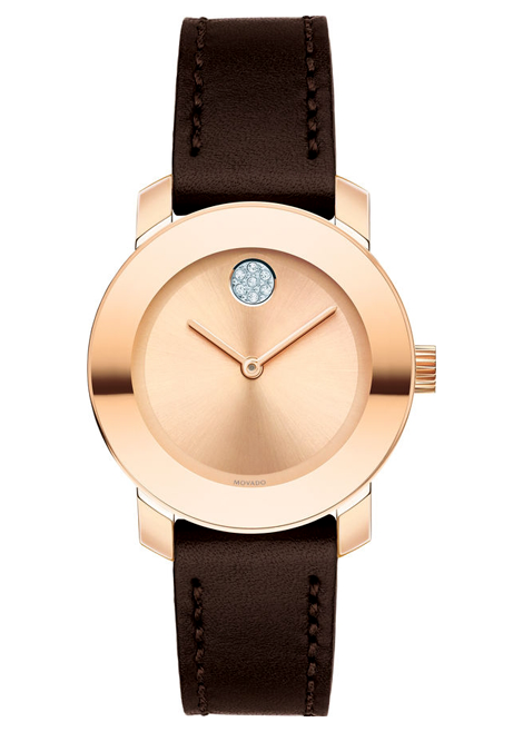  Shop Authentic Movado Bold Rose Gold Dial Brown Leather Strap Watch For Women - 3600438 - Luxxuri