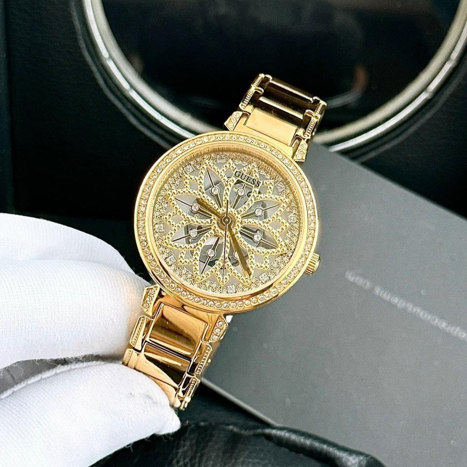  Shop Authentic Guess Lily Quartz Gold Dial Gold Steel Strap Watch For Women - GW0528L2 - Luxxuri