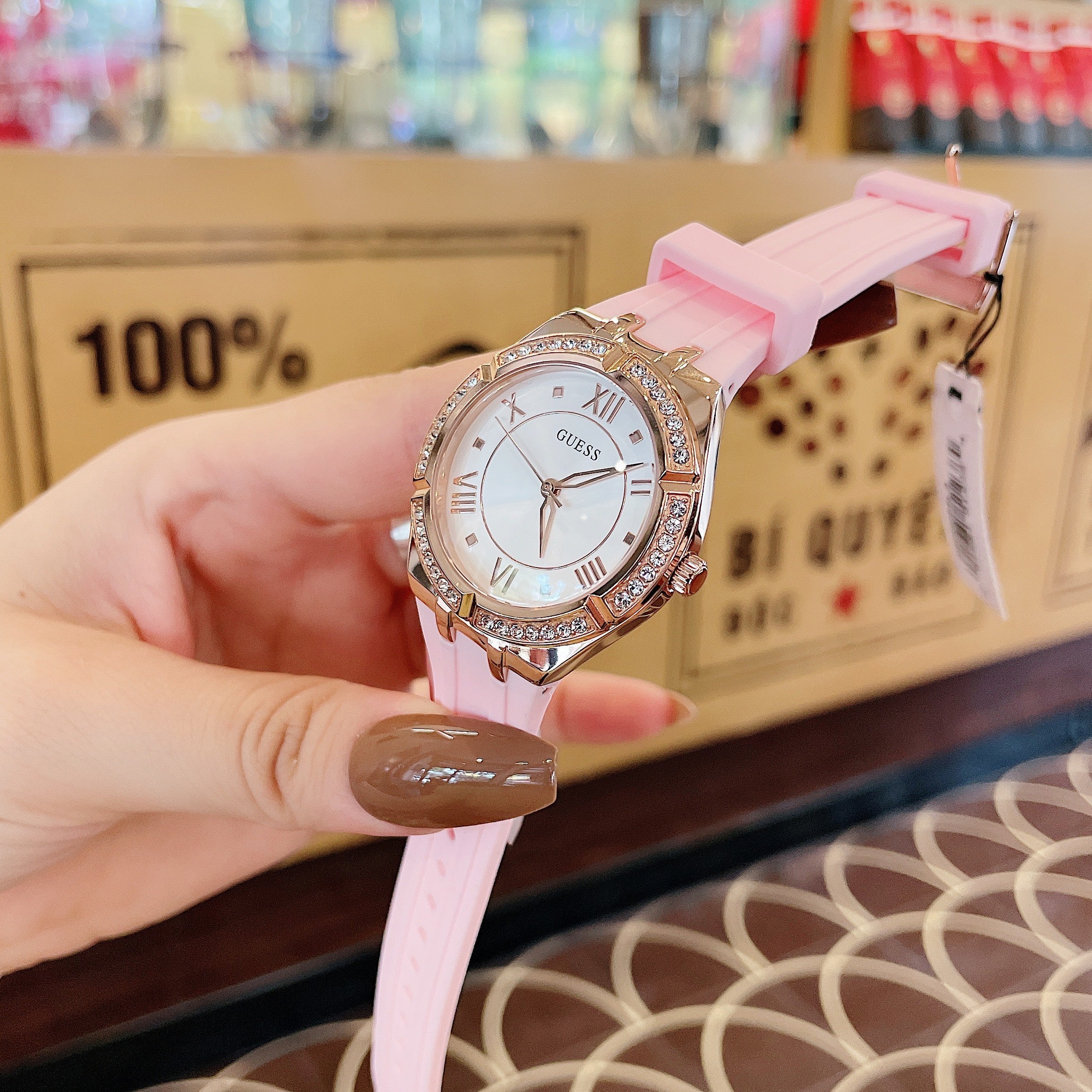  Shop Authentic Guess Zena Quartz White Dial Pink Rubber Strap Watch For Women - W1094L4 - Luxxuri