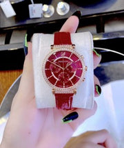  Shop Authentic Swarovski Passage Chrono Red Dial Red Leather Strap Watch for Women - 5580345 - Luxxuri