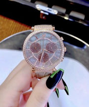  Shop Authentic Swarovski Passage Chrono Grey Dial Grey Leather Strap Watch for Women - 5580348 - Luxxuri