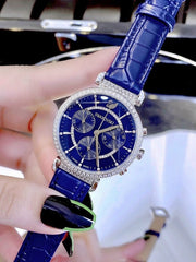  Shop Authentic Swarovski Passage Chrono Crystal Blue Dial Blue Leather Strap Watch for Women - 5580342 - Luxxuri