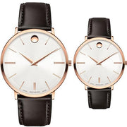  Shop Authentic Movado Ultra Slim Silver Dial Brown Leather Strap Watch For Women - 0607093 - Luxxuri