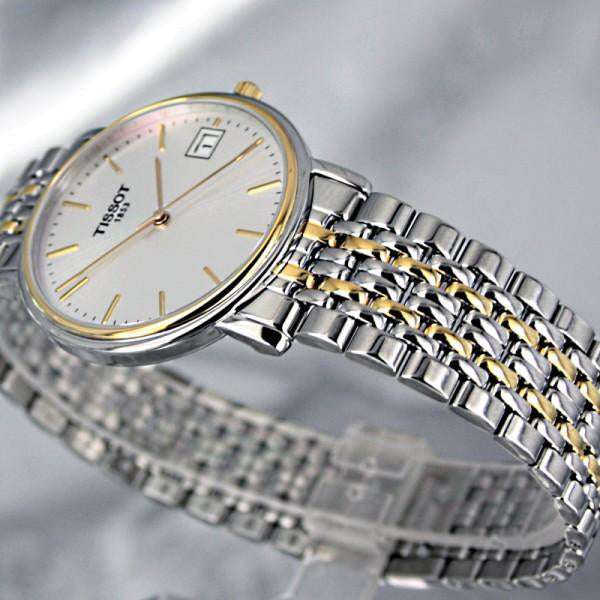  Shop Authentic Tissot Desire White Dial Two Tone Mesh Bracelet Two Tone Steel Watch For Men - T52.2.481.31 - Luxxuri