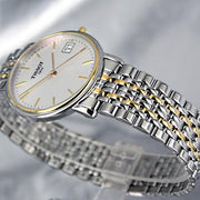  Shop Authentic Tissot Desire White Dial Two Tone Mesh Bracelet Two Tone Steel Watch For Men - T52.2.481.31 - Luxxuri