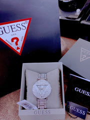  Shop Authentic Guess Trend Diamonds Silver Dial Silver Steel Strap Watch for Women - GW0512L1 - Luxxuri