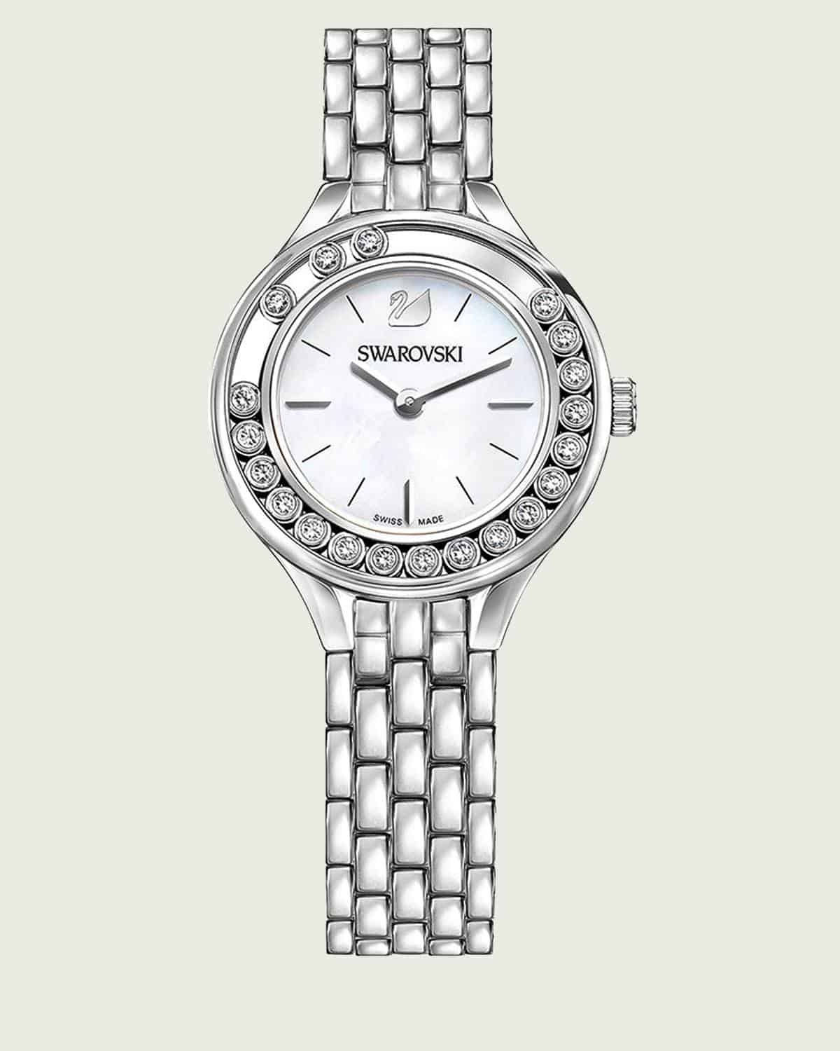  Shop Authentic Swarovski Lovely Crystals Mini White Dial Silver Steel Strap Watch for Women - 5242901 - Luxxuri