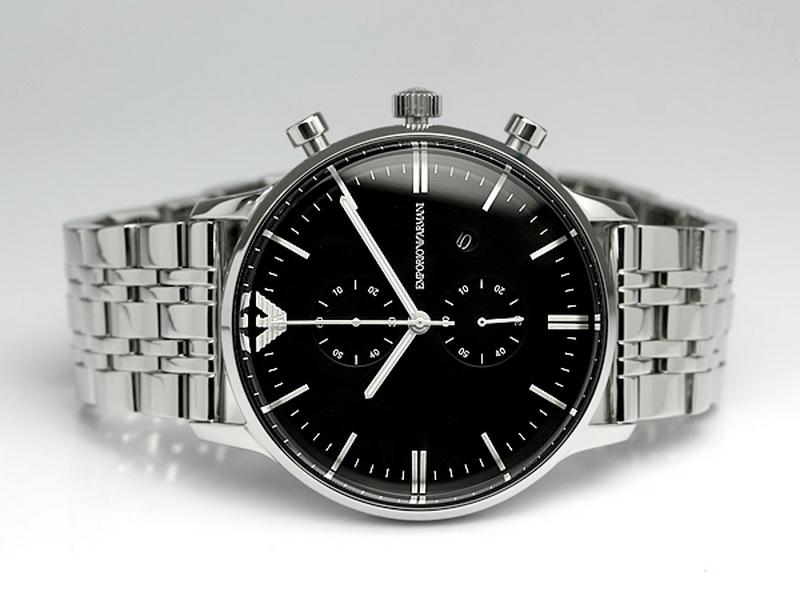  Shop Authentic Emporio Armani Chronograph Black Dial Silver Steel Strap Watch For Men - AR0389 - Luxxuri