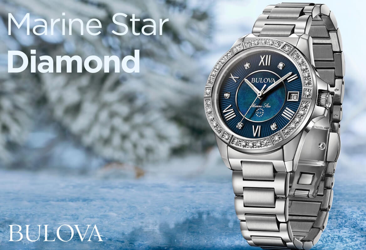  Shop Authentic Bulova Marine Star Blue Dial Silver Steel Strap Watch for Women - 96R215 - Luxxuri