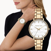  Shop Authentic Michael Kors Pyper Three Hand White Dial Gold Steel Strap Watch For Women - MK4666 - Luxxuri