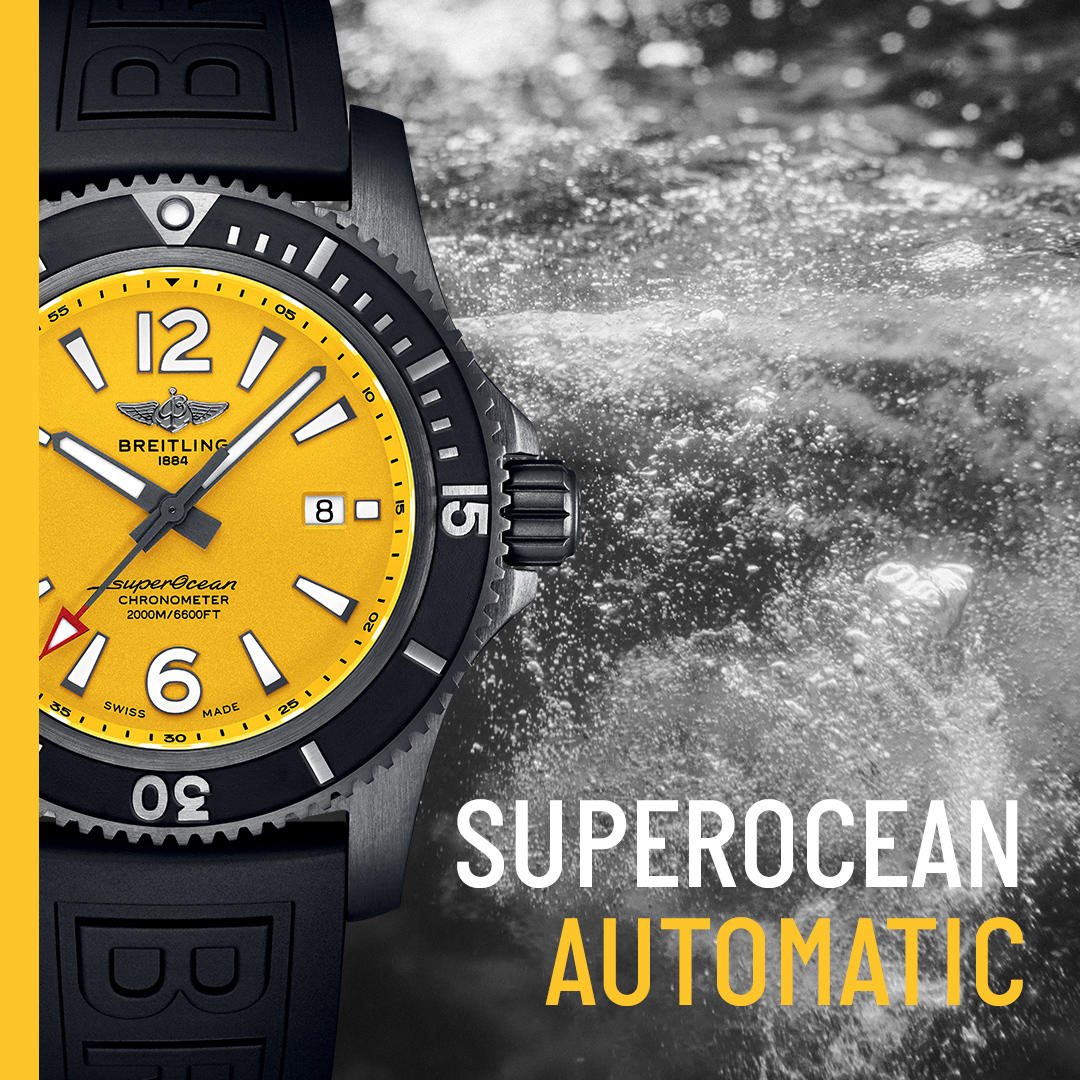  Shop Authentic Breitling Superocean Automatic 46mm Yellow Dial Black Rubber Strap Watch for Men - M17368D71I1S1 - Luxxuri