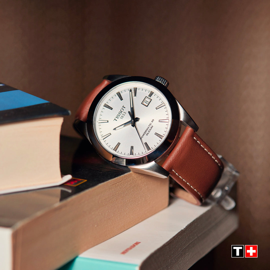  Shop Authentic Tissot Gentleman Powermatic 80 Silicium Silver Dial Brown Leather Strap Watch For Men - T127.407.16.031.00 - Luxxuri
