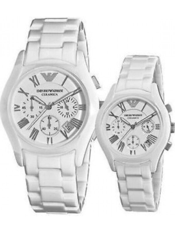  Shop Authentic Emporio Armani Chronograph Ceramic White Dial Watch For Women - AR1403 - Luxxuri