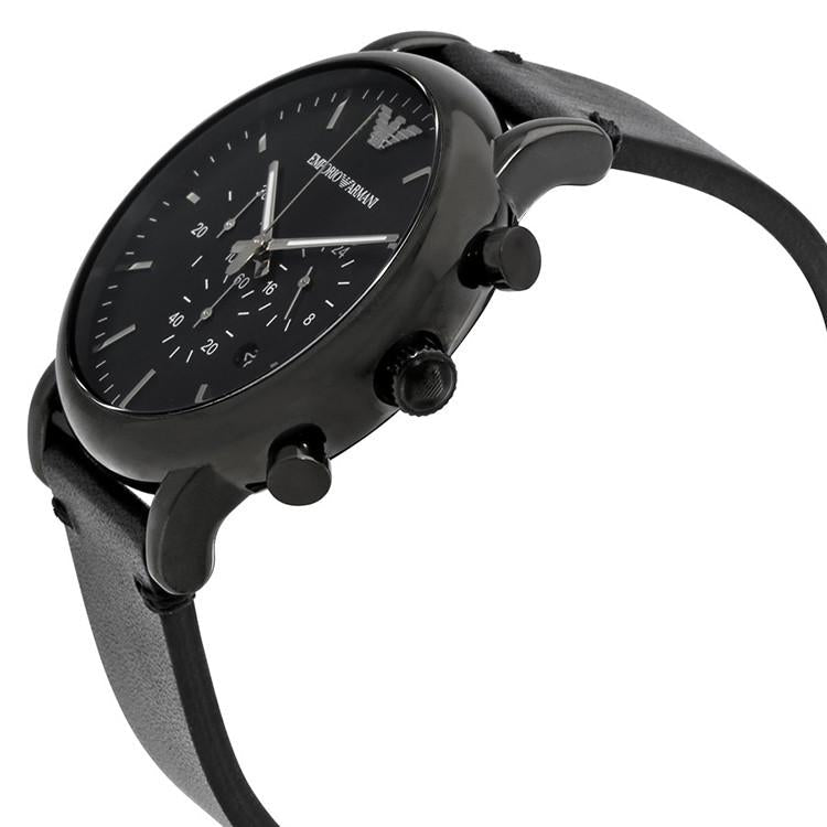  Shop Authentic Emporio Armani Dress Chronograph Black Dial Black Leather Strap Watch For Men - AR1918 - Luxxuri