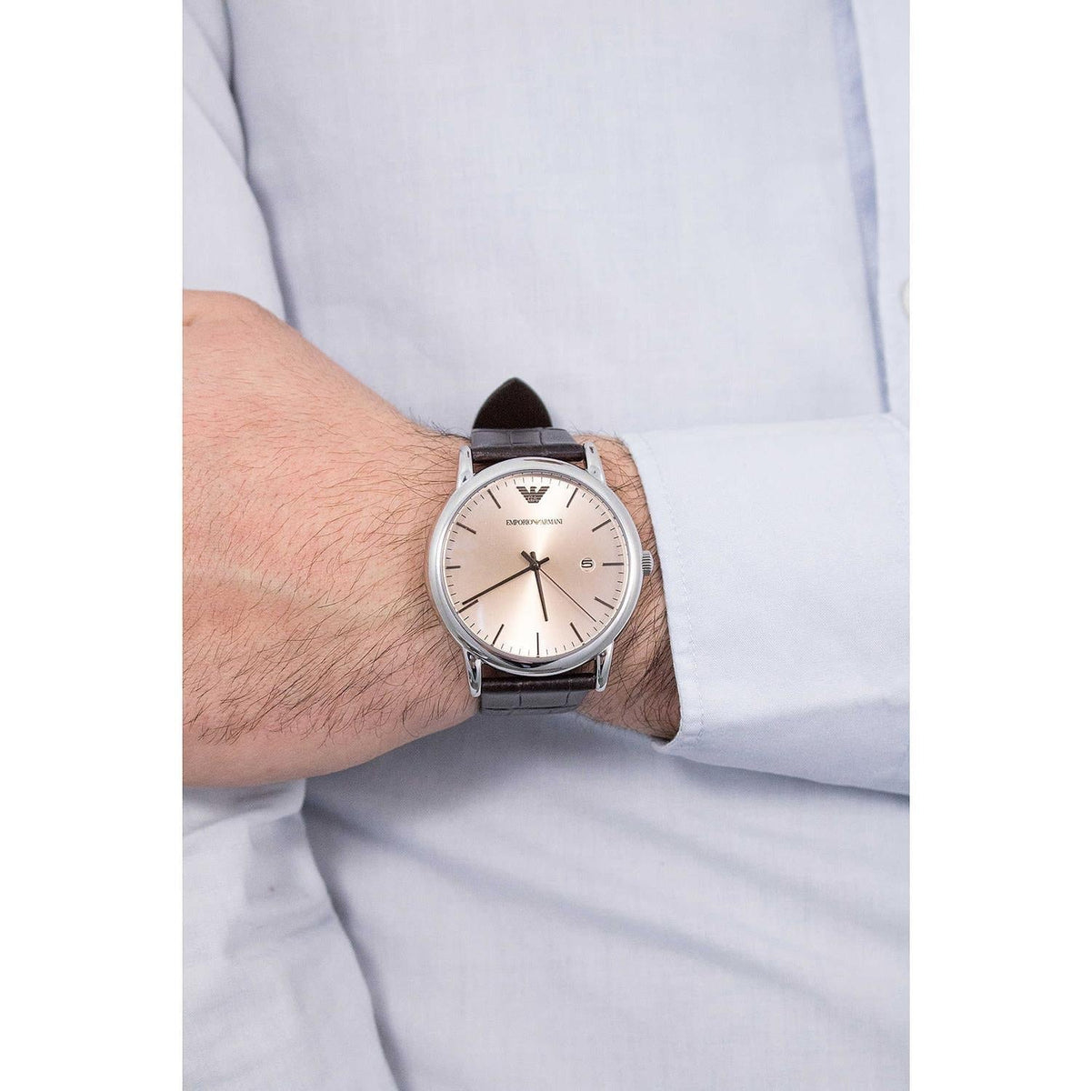  Shop Authentic Emporio Armani Luigi Analog Bronze Dial Brown Leather Strap Watch For Men - AR11096 - Luxxuri