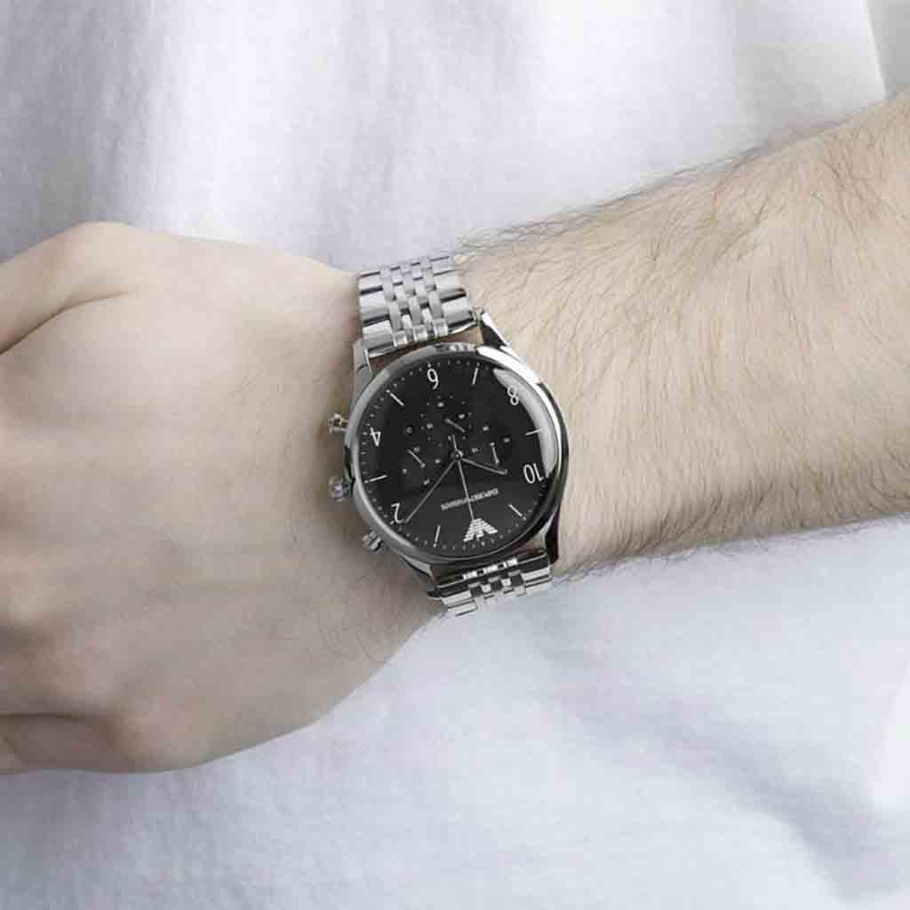  Shop Authentic Emporio Armani Beta Chronograph Black Dial Steel Strap Watch For Men - AR1863 - Luxxuri