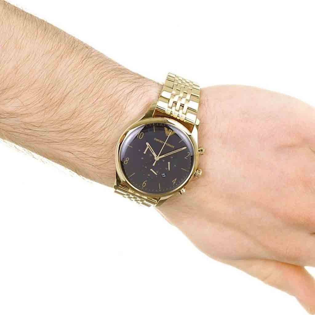  Shop Authentic Emporio Armani Classic Chronograph Black Dial Gold Steel Strap Watch For Men - AR1893 - Luxxuri