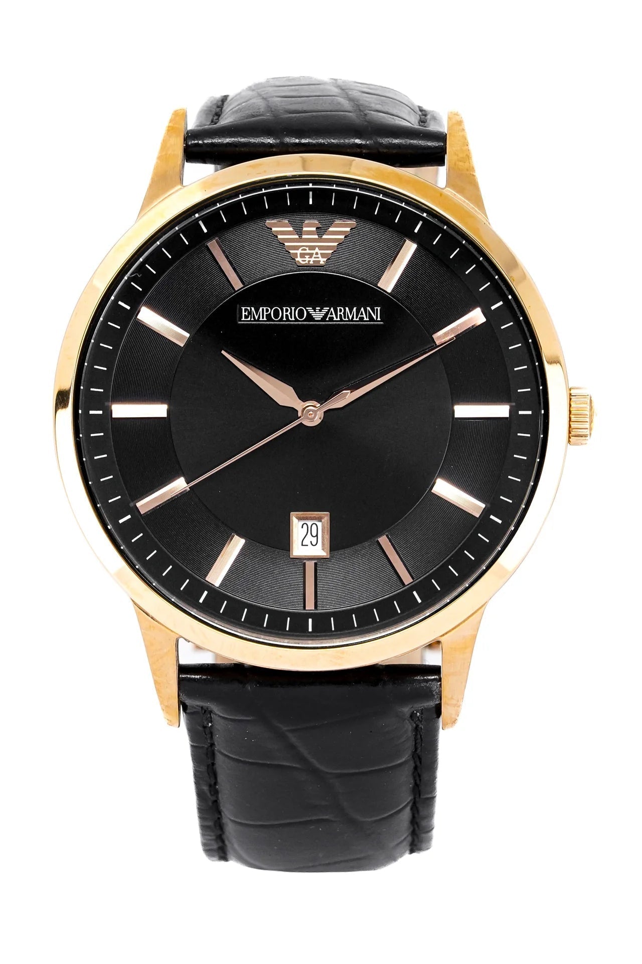  Shop Authentic Emporio Armani Renato Quartz Black Dial Black Leather Strap Watch For Men - AR2425 - Luxxuri