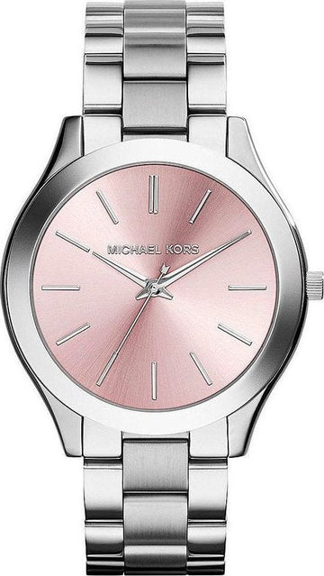  Shop Authentic Michael Kors Slim Runway Quartz Pink Dial Silver Steel Strap Watch For Women - MK3380 - Luxxuri