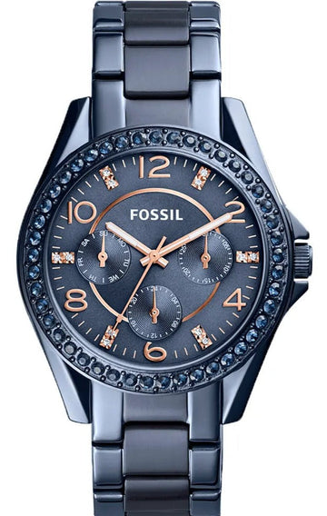  Shop Authentic Fossil Riley Quartz Blue Dial Blue Steel Strap Watch for Women - ES4294 - Luxxuri