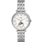  Shop Authentic Fossil Jacqueline Multifunction Moonphase White Dial Silver Steel Strap Watch for Women - ES5164 - Luxxuri