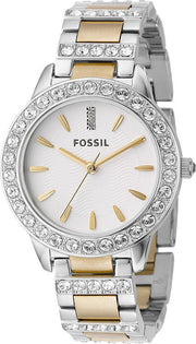  Shop Authentic Fossil Jesse Crystals White Dial Two Tone Steel Strap Watch for Women - ES2409 - Luxxuri
