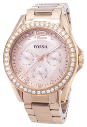  Shop Authentic Fossil Riley Multifunction Rose Gold Dial Rose Gold Steel Strap Watch for Women - ES2811 - Luxxuri